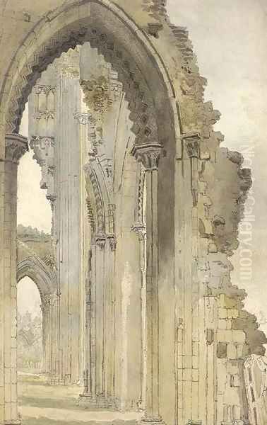 Four views of Glastonbury Abbey, Somerset Oil Painting by Hugh O'Neill