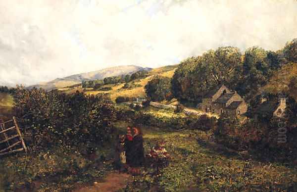 The Blackberry Pickers Oil Painting by John Wright Oakes