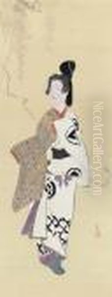 Geisha In Festival Costume Oil Painting by Kobayashi Kiyochika