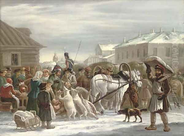 Bazaar on Sennaya Oil Painting by Aleksander Osipovich Orlovski