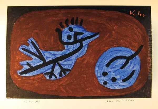 Blau - Vogel - Kurbis (bleu-oiseau-courge) Oil Painting by Paul Klee