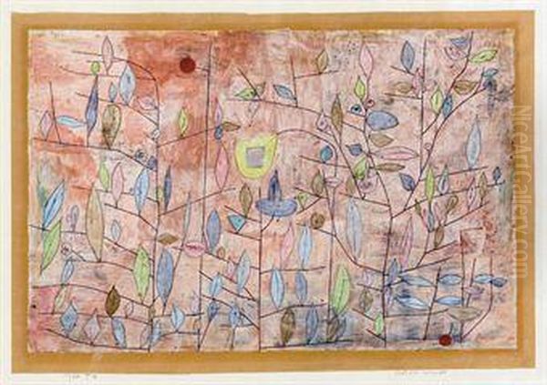 Sparlich Belaubt Oil Painting by Paul Klee