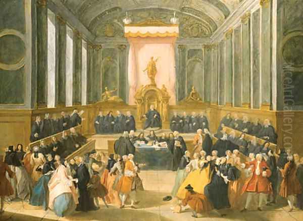 A Tribunal Oil Painting by Franois Octavien