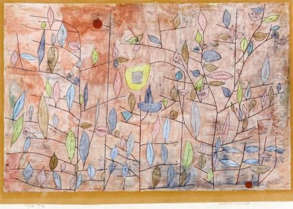 Sparlich Belaubt Oil Painting by Paul Klee