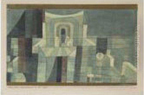 Architektur In Rot U Grun (architecture In Red And Green) Oil Painting by Paul Klee