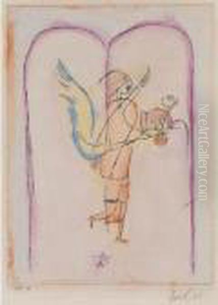 Ein Genius Serviert Ein Kleines Fruhstuck Oil Painting by Paul Klee