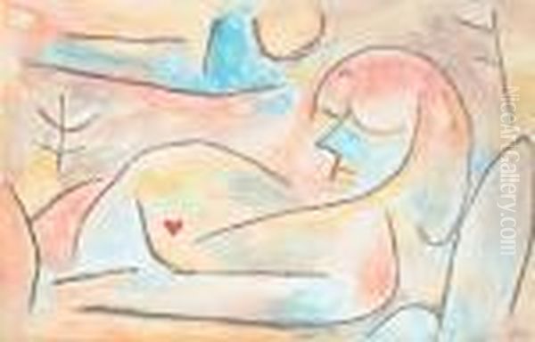 Komposition Mit Liegender Frau Oil Painting by Paul Klee