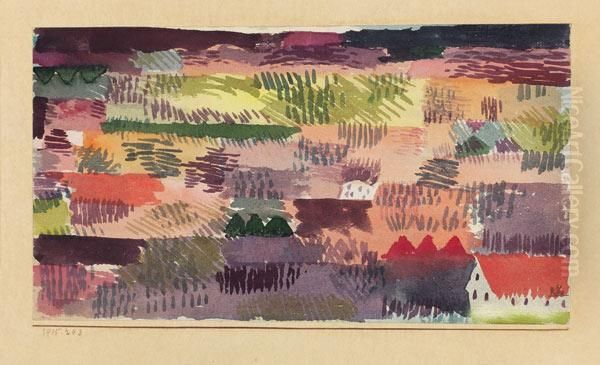 Oberbayrische Landschaft Bei Fohn, Ried Oil Painting by Paul Klee