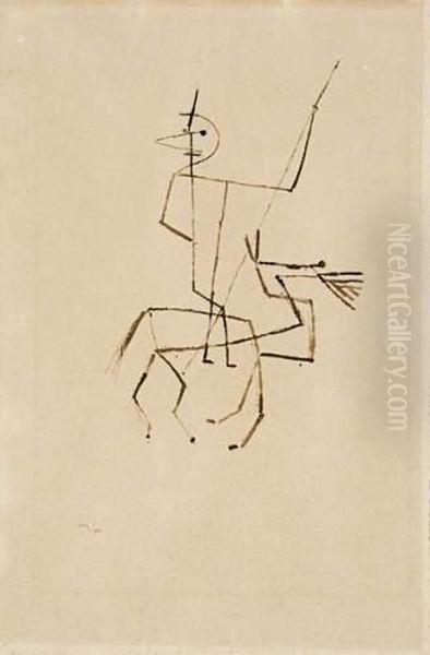 Horseman With Lancet Oil Painting by Paul Klee