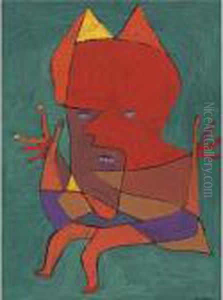 Figurine: Kleiner Furtufel (figurine: Small Fire Devil) Oil Painting by Paul Klee