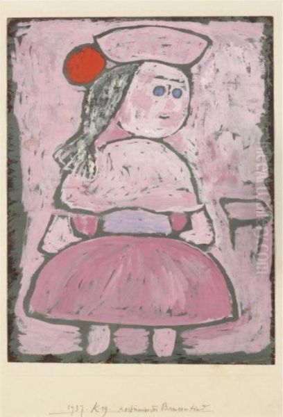 Kostumiertes Bauernkind (costumed Peasant Girl) Oil Painting by Paul Klee