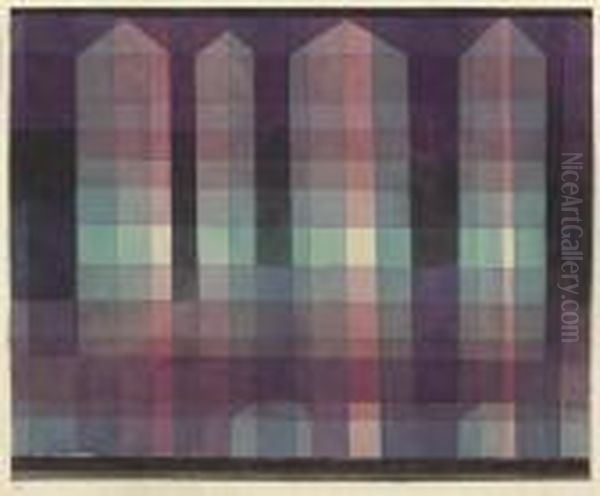 Vier Turme. 1923, 100. (four Towers) Oil Painting by Paul Klee