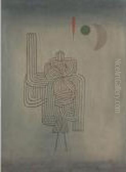 Gespenster A- Abgang (departure Of The Ghost) Oil Painting by Paul Klee