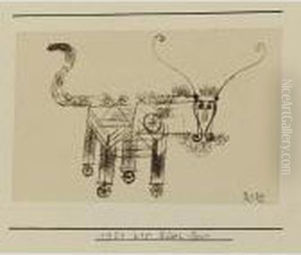 Rader-bock (billy-goat On Wheels) Oil Painting by Paul Klee