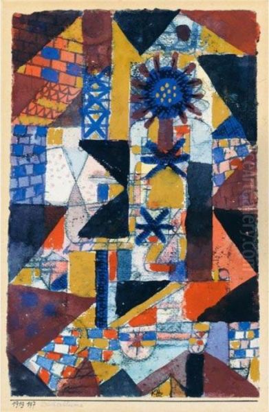 Dacherblume (rooftop Flower) Oil Painting by Paul Klee