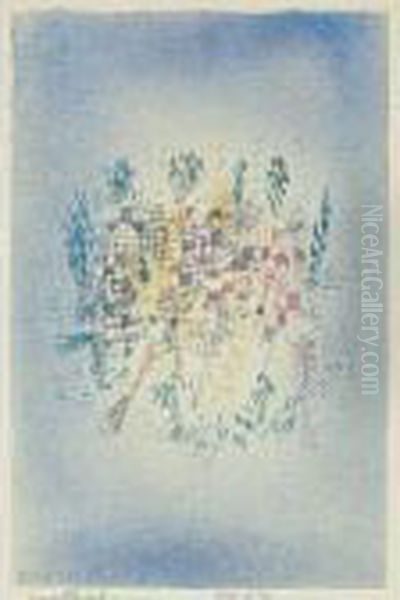 Hauser Am Park (houses In The Park) Oil Painting by Paul Klee