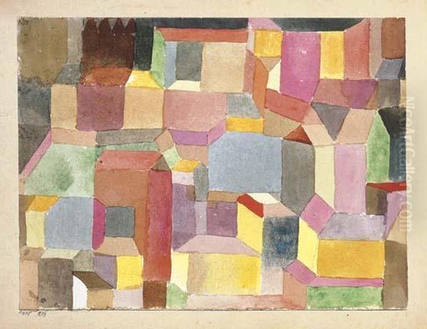 Mittelalterliche Stadt Oil Painting by Paul Klee