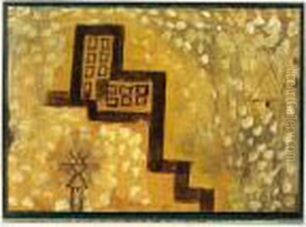 Das Haus In Der Hohe (the House On High) Oil Painting by Paul Klee