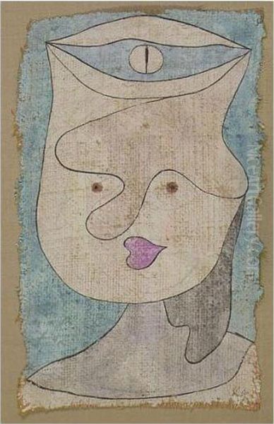 Bewatches Madchen (watched Girl) Oil Painting by Paul Klee