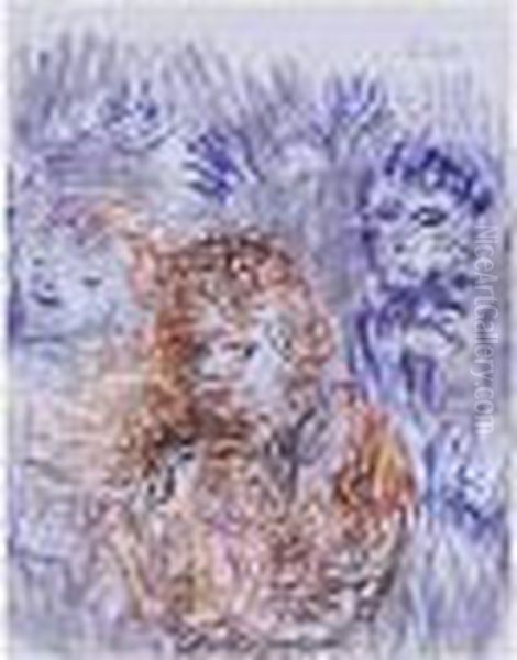 Schwestern Und Jungling: A Double-sided Drawing (sisters And Young Boy) Oil Painting by Paul Klee