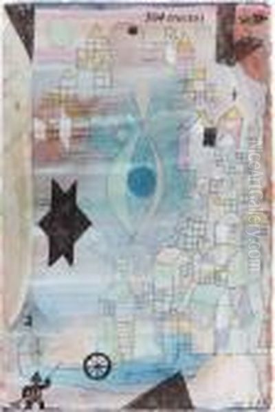 Mit Dem Netzfischer (recto); Zeichnung (verso) Oil Painting by Paul Klee