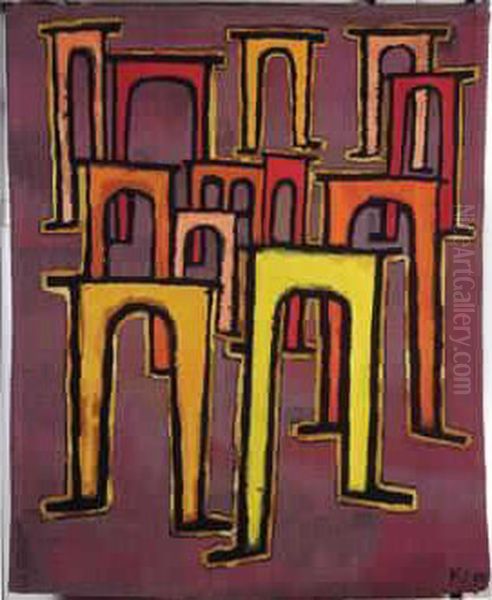 1974 La Revolution Du Viaduc Oil Painting by Paul Klee