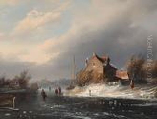 Ice Scape Oil Painting by Lodewijk Johannes Kleijn