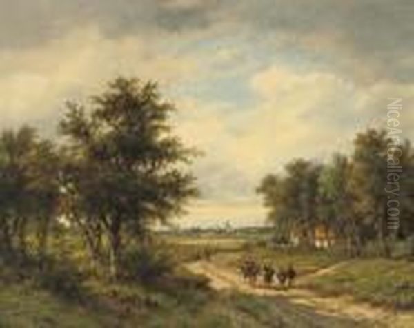 On A Sandy Track In Summer Oil Painting by Lodewijk Johannes Kleijn