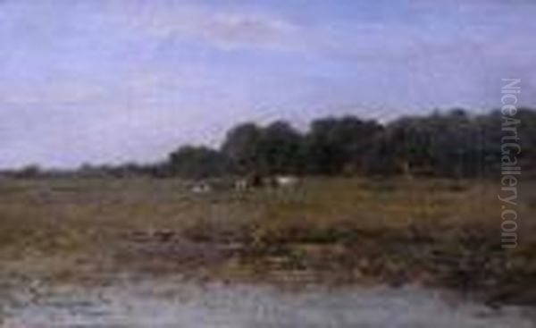 Weidende Kuhe Am Flus Oil Painting by Lodewijk Johannes Kleijn