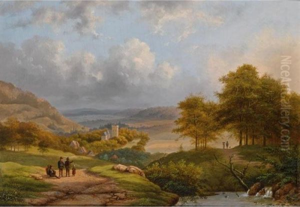 Figures In An Extensive Summer Landscape Near Cleves Oil Painting by Lodewijk Johannes Kleijn