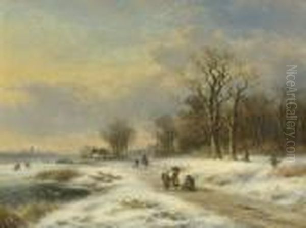 Hollandische
 Winterlandschaft Oil Painting by Lodewijk Johannes Kleijn