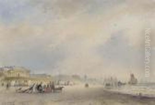 The Coast At Scheveningen, With The Kurhaus In The Foreground Oil Painting by Lodewijk Johannes Kleijn