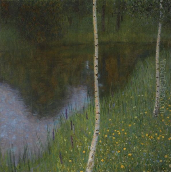 Seeufer Mit Birken Oil Painting by Gustav Klimt