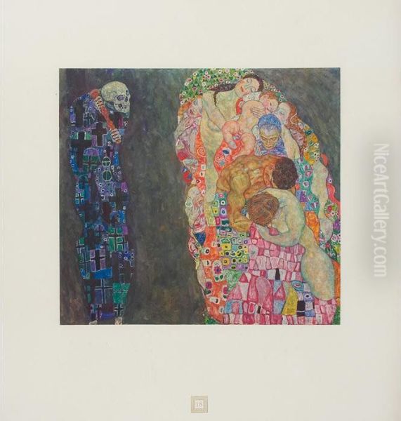 Life And Death Oil Painting by Gustav Klimt