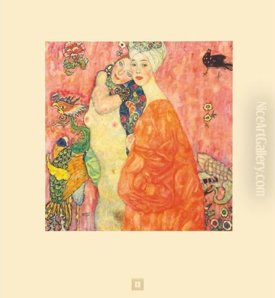 Girlfriends Oil Painting by Gustav Klimt