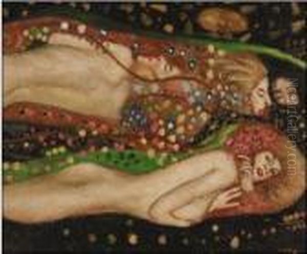 Water Serpents Ii Oil Painting by Gustav Klimt