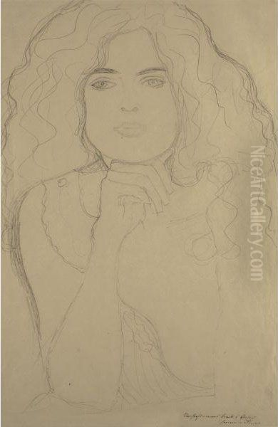 Bildnis Einer Frau (portrait Of A Woman) Oil Painting by Gustav Klimt