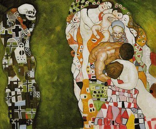 Death And Life Oil Painting by Gustav Klimt