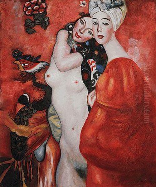 Girl Friends Oil Painting by Gustav Klimt