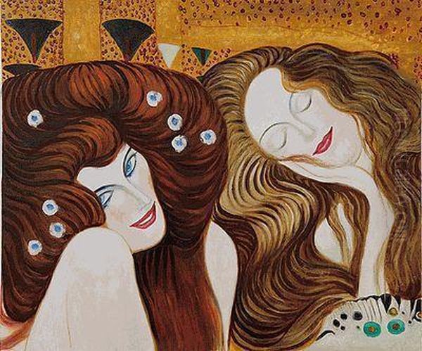 Beethoven Frieze Oil Painting by Gustav Klimt