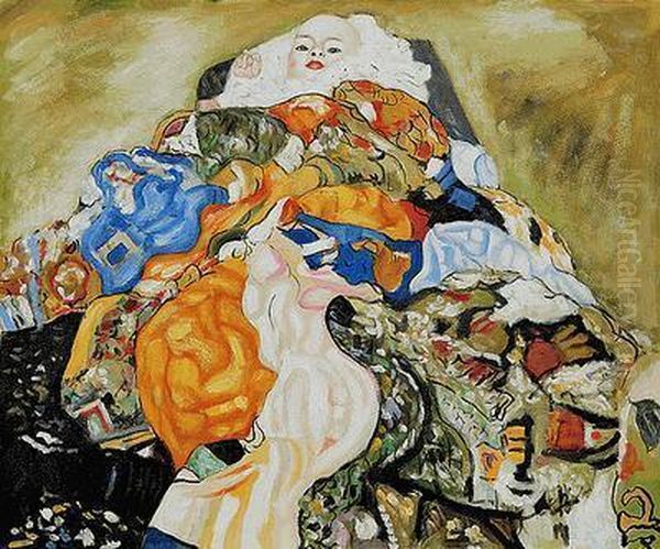 Baby Oil Painting by Gustav Klimt