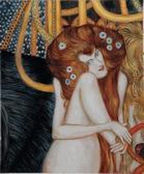 Beethoven Frieze Oil Painting by Gustav Klimt