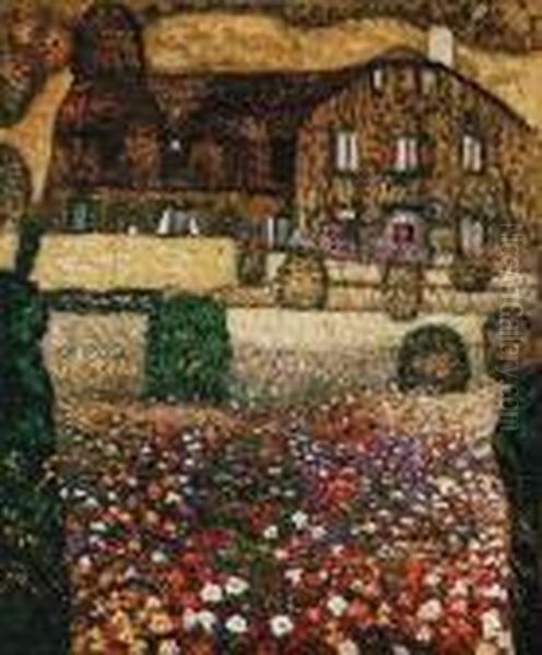 Country House By The Attersee Oil Painting by Gustav Klimt