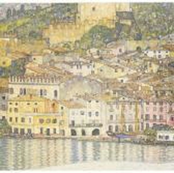 Malcesine On Lake Garda Oil Painting by Gustav Klimt