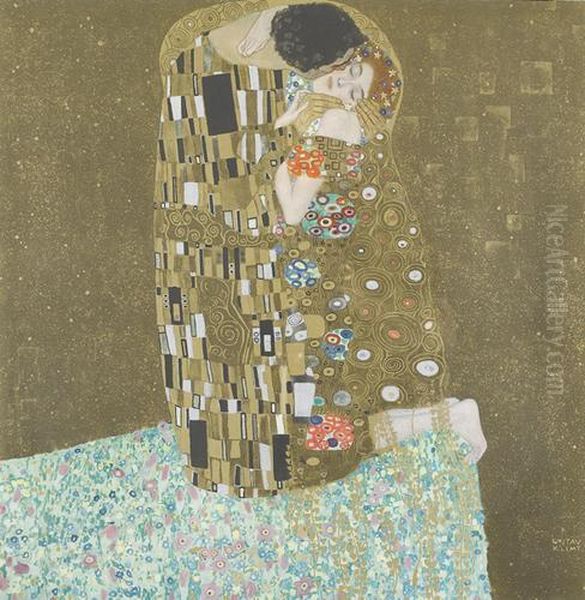 Der Kuss. Oil Painting by Gustav Klimt