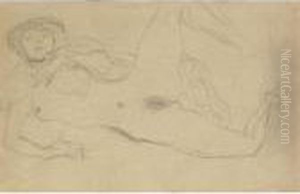 Halbakt Mit Gespreizten Beinen (half Nude With Legs Spread) Oil Painting by Gustav Klimt