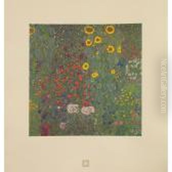 Farm Garden With Sunflowers Oil Painting by Gustav Klimt