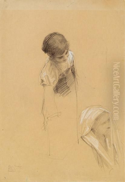 Sketches For Oil Painting by Gustav Klimt