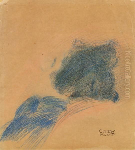 Woman In Profile Looking Left And Reclining In An Easy Chair Oil Painting by Gustav Klimt