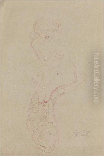 Sitzfrau (seated Woman) Oil Painting by Gustav Klimt